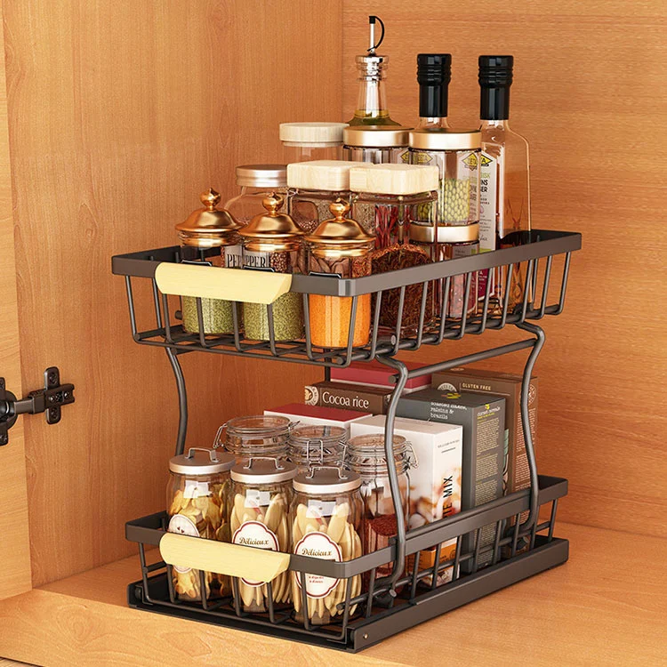 Rak Penyimpanan Dapur Tarik Keluar Logam Tugas Berat Rak Penyimpanan Dapur Tarik Keluar Logam Tugas Berat
